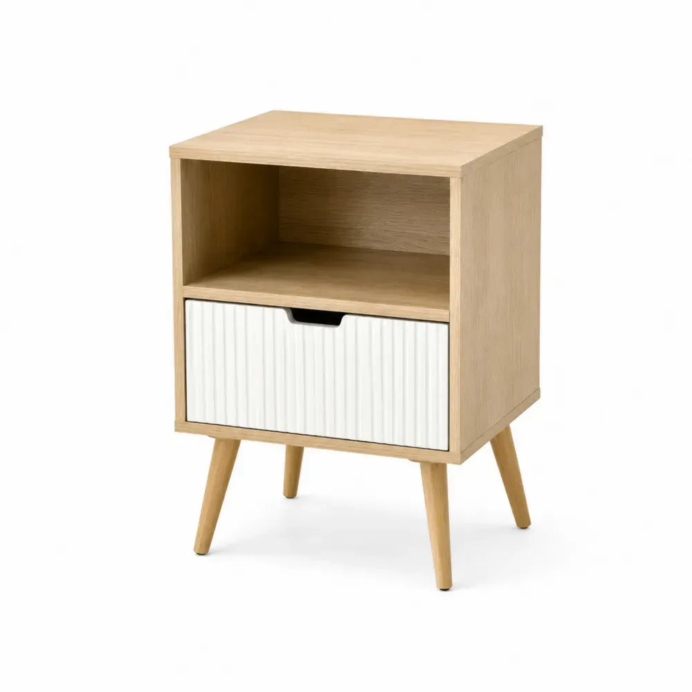 Mesita de noche de madera con cajón blanco 45x35x60 cm
