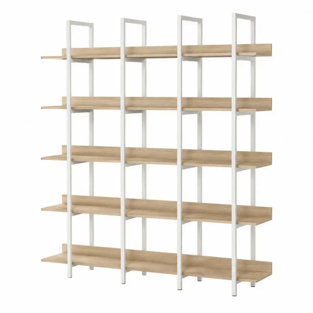 Estantería de madera y metal blanco 190x150x35 cm