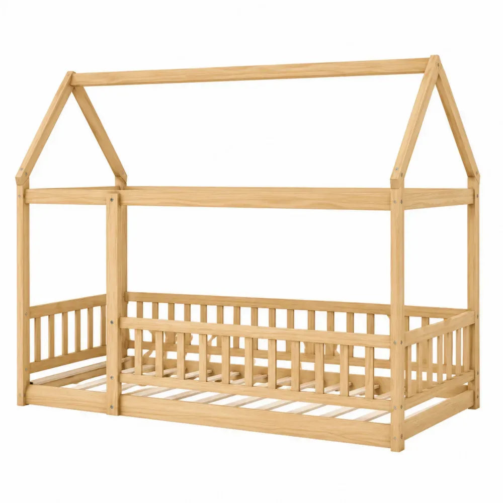 Cama infantil de madera de pino forma de casa 200x90 cm