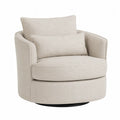 Silla Giratoria de Tela Beige con Cojines de Espuma