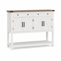 Aparador de Madera MDF Blanco con Encimera de Roble, 4 Puertas y 2 Cajones