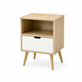 Mesita de noche de madera con cajón blanco 45x35x60 cm