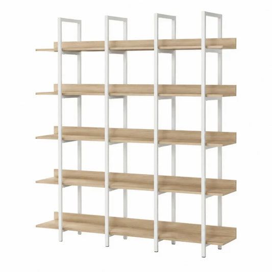 Estantería de madera y metal blanco 190x150x35 cm