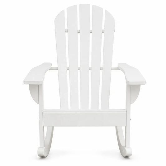 Silla mecedora de madera para exterior color blanco