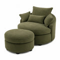 Sillón y Puf Redondos de Tela de Poliéster Verde