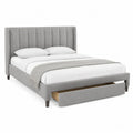 Cama doble tapizada con almacenamiento en tela gris 200x160 cm