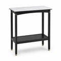 Mesa consola de mármol y madera negra, 80x30x80 cm
