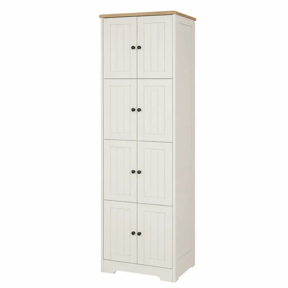 Armario alto blanco de 6 puertas de MDF y madera