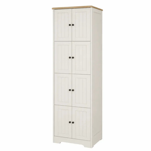 Armario alto blanco de 6 puertas de MDF y madera