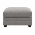 Banco tapizado en tela gris 80x80 cm con estructura de madera