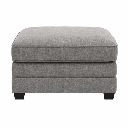 Banco tapizado en tela gris 80x80 cm con estructura de madera
