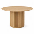 Mesa de comedor redonda de madera de roble