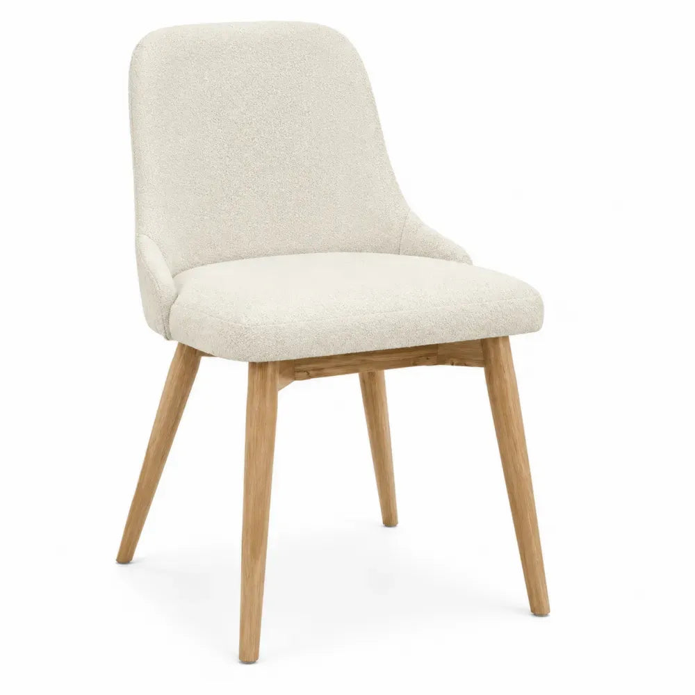 Silla de comedor de roble y tela beige 85 cm
