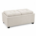 Banco reposapiés con almacenamiento poliéster beige 100x50x45cm